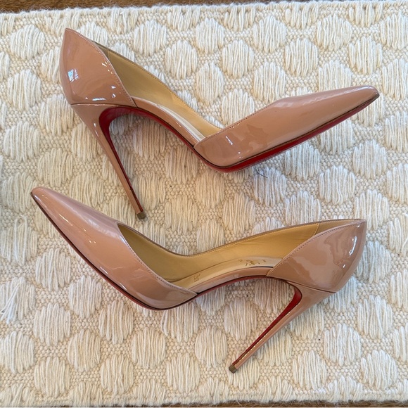 Christian Louboutin Iriza 100mm Nude Patent Leather Heels | Size 38 - Picture 7 of 11